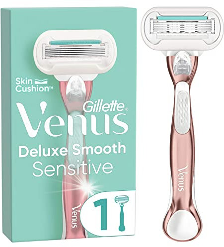 Gillette Venus Deluxe Smooth Sensitive Rosegold Rasierer Damen, Damenrasierer + 1 Rasierklinge