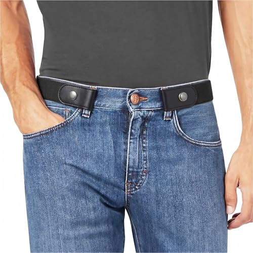 JASGOOD No Buckle Stretch No Show Belt for Men Women, Buckless Invisible Elastic Belt for Jeans Pants