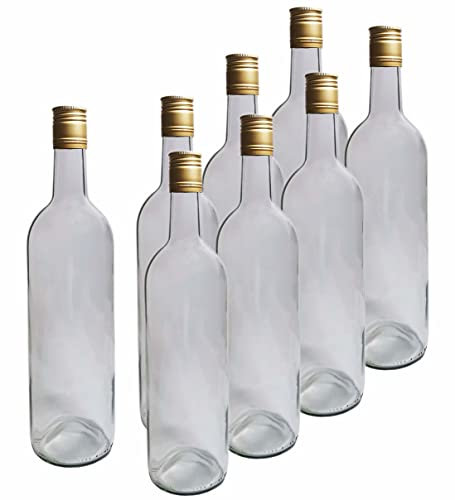 DIAH DO IT AT HOME 8 x Screw Top Glass Wine Bottles & Screw Caps 0.75L (750ml) for Home Brew Wine Making