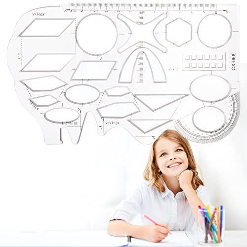Multifunktionell geometrisk linjal genomskinlig ritlinjal geometriska ritningar mallar plast mätlinjal geometri schabloner matematikvåg linjal utkast linjal mätverktyg för skola kontorsmaterial