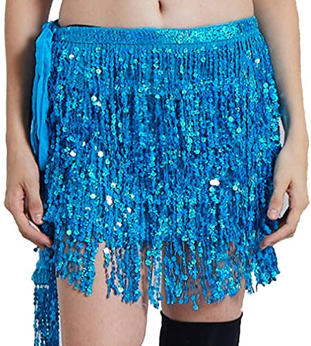 JK Home Jupe à Paillette Ceinture de Danse | Écharpe de Hanche Orientale Foulard Frange pour Femme Fille