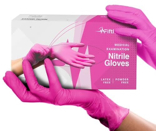 Fuchsia Hot Pink Nitrile Disposable Gloves - 200 Count - 3 Mil Nitrile Gloves Medium - Powder and Latex Free Rubber Gloves - Surgical Medical Exam Gloves - Food Safe Cooking Gloves