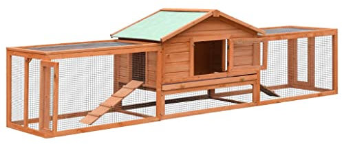 HOMIUSE Kaninchenstall Kiefernholz & Tannenholz Hasenstall Meerschweinchen Haus Hasen ZubehöR Meerschweinchen KäFig Hasenstall DraußEn Winterfest Kaninchenhaus HamsterkäFig Holz Braun310x70x87 cm