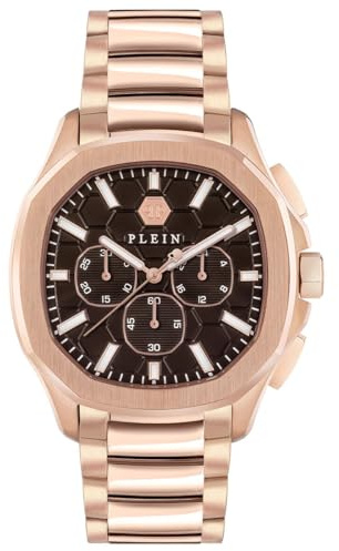 Philipp Plein Orologio da uomo Chrono Quarzo $PECTRE Chrono, Oro rosa/marrone/acciaio inossidabile - Pwsaa0623, Bracciale