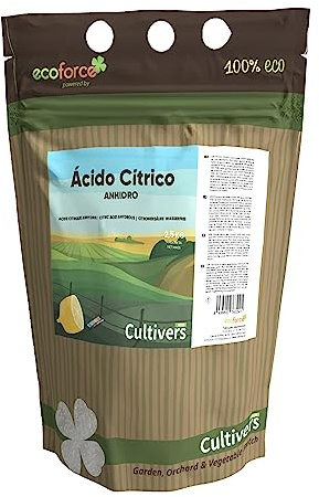 CULTIVERS Ácido Cítrico Anhidro 100% Puro 2,5 Kg | Limpiador Multiusos Ecológico | Corrector de pH para Agricultura y Riego | Ideal para Cocina, Baño y Jardín