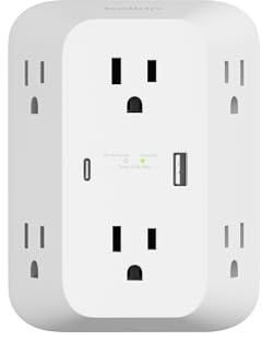Belkin 6-Outlet Surge Protector Power Strip, USB-C & USB-A Ports w/ USB-C PD Fast Charge, ETL-Listed, Wall-Mountable w/ 6 AC Outlets, Overvoltage Protection, LED Indicator, 1,680 Joules of Protection