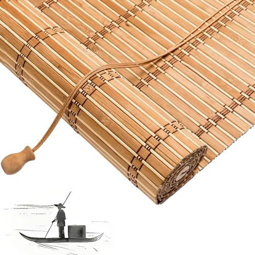 Sh000ad Tende a Rullo in bambù retrò,Tapparella Avvolgibile per Finestre,Tende a Pacchetto,Cortina di bambù Oscuranti,Parasole Privacy per Interno/Esterno Balcone, Larghezza x Altezza (90cm x 100cm)