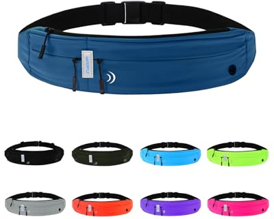 Waterfly Running Belt Bum Bag: Runner Marathon Jogging Waist Pack Sport Workout Exercise Fitness Phone Holder Bag for Men Women Jogger Slim Waistband