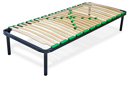 EVERGREENWEB Miglior Rete Letto Singolo 80x190 Alta 35 cm a 24 Doghe in Legno con Regolatori di Rigidità Ortopedica, Struttura Rinforzata in Ferro, Base da Incasso per Letto + Kit 4 Piedi Smontabili