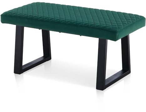 CLIPOP Velvet Dining Bench 2-Seater with Metal Frame Padded Ottoman Stool for Dining Room, Bedroom, Living Room, End Bed, Window Seat, Shoe Bench (Green)