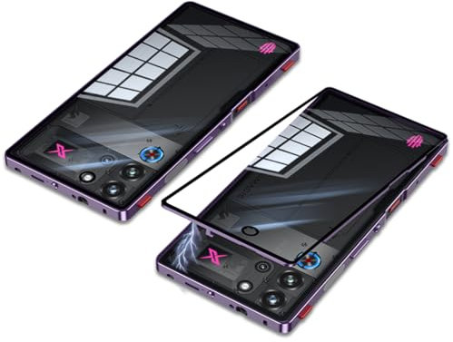 QUIETIP Case Compatible with Red Magic 10 Pro & 10S Pro with Screen Protector,Metal Frame + Clear Tempered Glass Back Cover,Purple