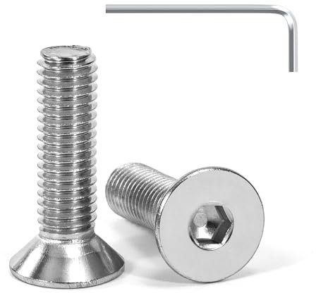 Tunejoy Tornillo Avellanado M8 x 30 mm Tornillos de Cabeza Avellanada Hexagonal de Acero Inoxidable A2 V2A Norma DIN 7991 con llave Allen Rosca Completa 20 Piezas