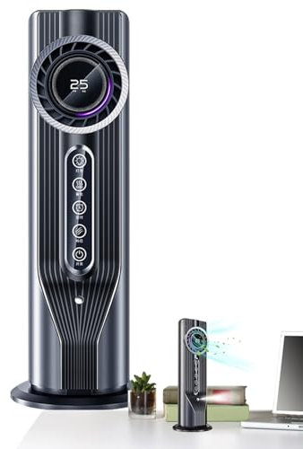 Huayeex Aire acondicionado portátil pequeño | Aire acondicionado pequeño – Enfriador evaporativo silencioso para escritorio, oficina, coche, tienda de campaña, dormitorio, interior y exterior