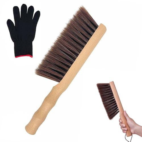 Hand Brush – 32cm Natural Wooden Handle Soft Bristle Brush with 5 Rows of Dense Bristles, Versatile Soft Brushs for Dusting Furniture, Floors, Sofa, Garden, Bed, Stairs & More
