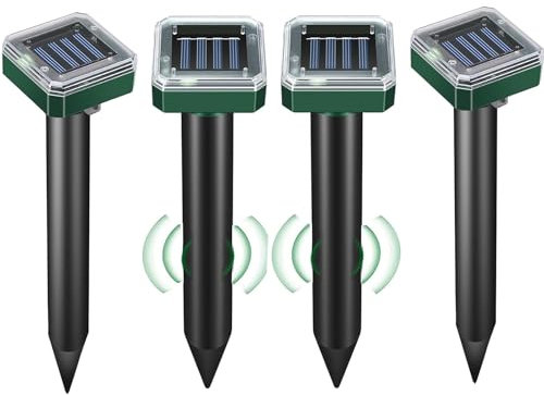 Vtizikl Lot de 4 ou 6 paquets de répulsifs solaires soniques pour extérieur - Piège à taupes imperméable pour extérieur - Pour dissuasion des taupes, rongeurs, campagnols, gopher, serpent, pelouse