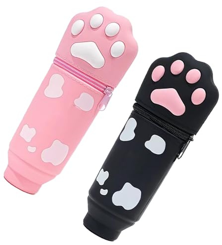 Xanorrg 2 Pièces Trousse À Télescopique Pochettes Stylo Extensibles en Silicone Fermeture Éclair Porte-Crayon Debout pour Enfant Étudiant Outils D'écriture Portable