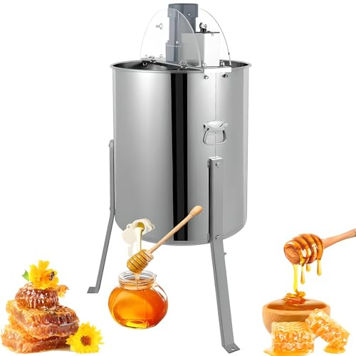 Extracteur de miel électrique, équipement apicole en acier inoxydable pour 4/8 cadres avec couvercle transparent, centrifugeuse à tambour pour apiculteurs professionnels et amateurs