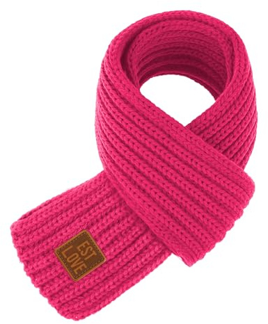 Abeillo Sciarpe invernali calde per bambini in maglia morbida sciarpa scaldacollo sciarpa calda sciarpa avvolgente per ragazzi ragazze, Rosa acceso, 110x9 cm