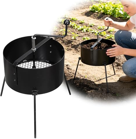 Soil Sifter for Gardening,21Inch Heavy Duty Metal Sifter for Dirt,Rock Compost and Gold Panning 0.5/0.6/0.7 Inch Mesh