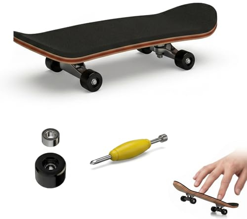 FIQLUL Fingerboard Profesional de Madera con Ruedas de Rodamientos, Mini Finger Skate para Niños y Adolescentes, Skate de Dedos Creativo para Trucos y Entrenamiento, Regalo para Skaters