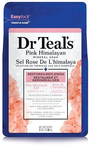 Dr Teal's Epsom Salt Magnesium Soak, Restore & Replenish with Pink Himalayan Salt, 3 lbs