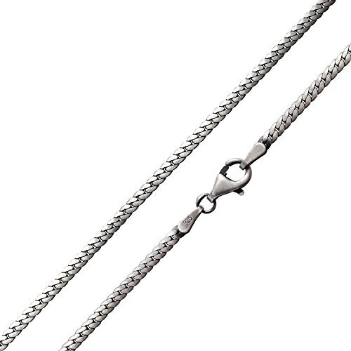 MATERIA 925 Silber Panzerkette Herren Damen - flache 40 cm Kette 2mm breit antik geschwärzt in Etui K16-40cm