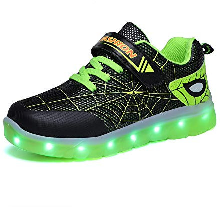 Kauson Unisex Kinder LED Schuhe 7 Farbe USB Aufladen LED Leuchtend Outdoor Sportschuhe Low Top Atmungsaktives Ultraleicht Wasserdicht Laufschuhe Gymnastik Turnschuhe Blinken Sneaker Für Jungen Mädchen