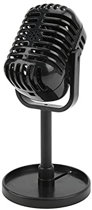 Classic Prop Microphone Retro Microphone Props Classic Prop Microphone Model Vintage Plastic Microphone Stage Table Decoration for Filming Dance Shows Practice Using Microphone Props Film(black)