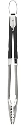 WENKO Zange BBQ, Black Outdoor Kitchen Grillgut-Zange aus rostfreiem Edelstahl mit Feststellmechanismus, Griff Kunststoff, Grillzange spülmaschinengeeignet, 5 x 45 4,1 cm, 55004100, Silber Matt