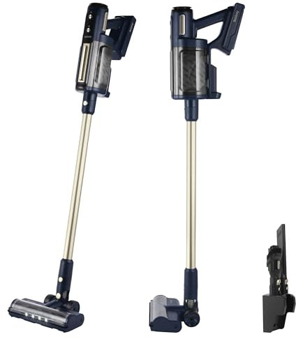 Beldray BEL01841VDE Airgo Aspirateur sans fil – aspirateur balai avec sac, 2-en-1 portable, sol dur/tapis, durée de fonctionnement de 45 min, 10 sacs inclus, moteur brushless, montage mural inclus