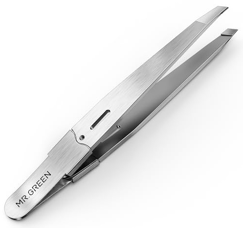 MR.GREEN Pinzette, Professionelle Präzision Augenbrauenpinzette Zupfen für Frauen und Männer, Solingen Edelstahl Abgeschrägt Haarentfernung pinzetten, Prämie Augenbrauen Tweezers