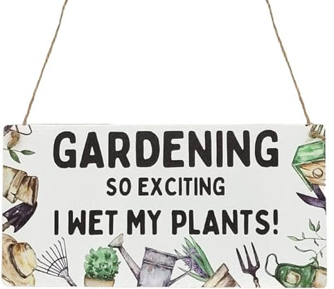 Second Ave Funny Gardening So Exciting I Wet My Plants Wooden Hanging Rectangle Garden Sign Plaque