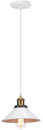 PETITES ECREVISSES Lámpara colgante Industrial Vintage 3 Luces Lámpara de Techo E27 Diseño Pantalla Metal 220mm Iluminación Colgante Verde para Comedor Cocina Dormitorio (Blanco-lámpara)