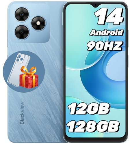 Blackview Wave 8 Handy Ohne vertrag Android 14, 12GB+128GB/2TB TF, 90Hz 6.56, 5000mAh Smartphone ohne vertrag Günstig, Octa Core, 13MP+8MP, Dual SIM/Fingerabdruck/GPS/OTG/Handytasche/Härtungsfolie