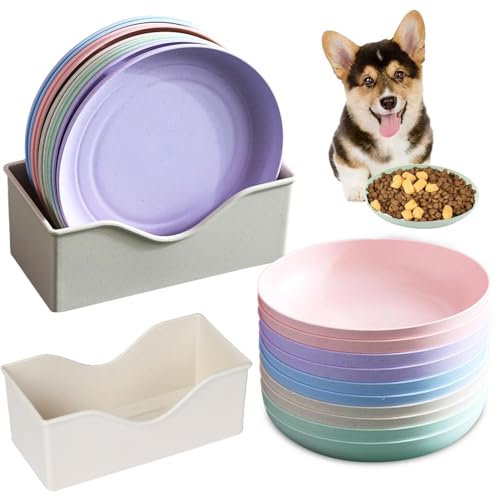 10 Stück Katzennapf,Katzenschüssel,Katzennapf Flach,Fressnapf Katze Futternapf,Runden Katzenteller,Fressnapf Katze,Bunt Katzenfutter Napfset,Cat Plate für Kätzchen und kurzbeinige Katzen