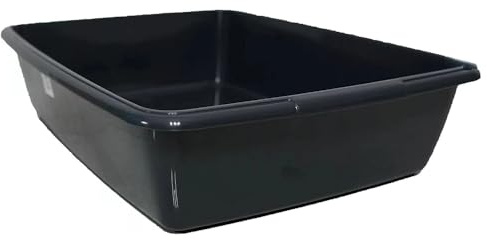 CVDIRECT Cat Litter Tray–Sturdy, Deep & Easy to Clean–Stackable Litter Box For Kittens – 11L Open-Top Design for Multi-Cat Homes – (Pack of 1) (Graphite, L)