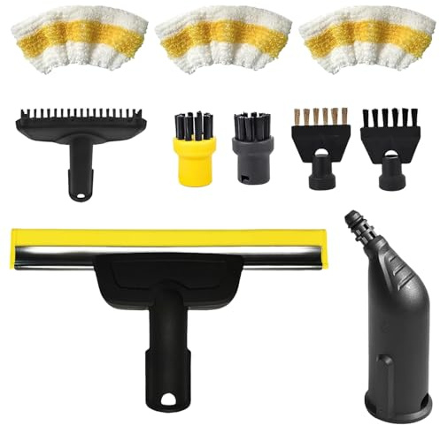 10 Stück für Kärcher Dampfreiniger Zubehör SC1 SC2 SC3 SC4 SC5, Flachbürste, Gebogene Düse, Rundbürste, Professionelles Reinigungsset, Geeignet für Verschiedene Szenarien (Einheitsgröße)