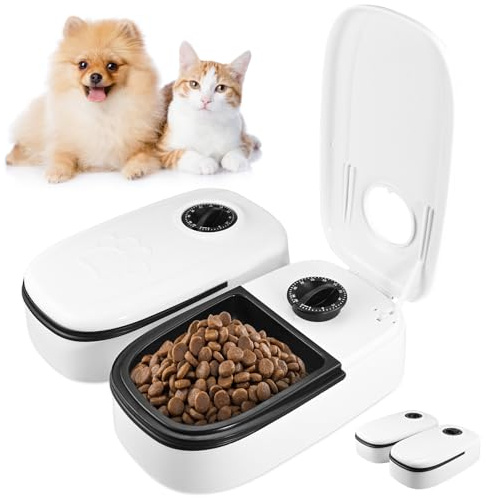 Automatic Cat Feeder,Cat Feeder Automatic With 48H Timer,350ML CaT Food Dispenser for Wet or Dry Food,AutoMatic Pet Feeders for Cats Small Dogs,CAt Timer Feeding Bowl Timed Feeding Station (LARGE C)