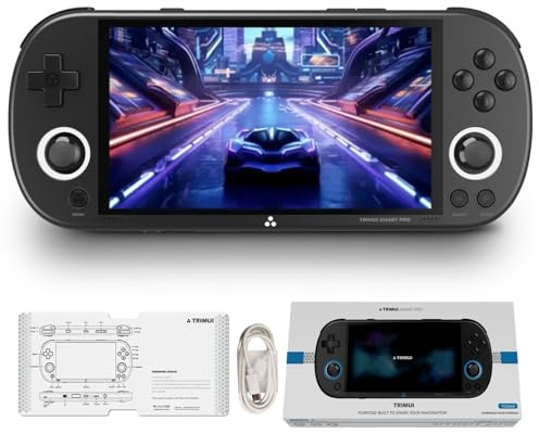 Prede Consola De Juegos Portátil TRIMUI SMART PRO Con Procesador Allwinner A133P Del Sistema Linux – 5000mAh, Reproductor De Videojuegos Portátil De Pantalla IPS De 4,96 -Black||128GB