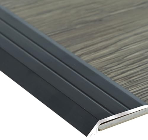 JTPMYFT Perfiles de transición metálicos for Suelos, perfiles de umbral de Aluminio, Aptos for baldosas cerámicas y Suelos con un Espesor de 2 a 5 mm.(Black)
