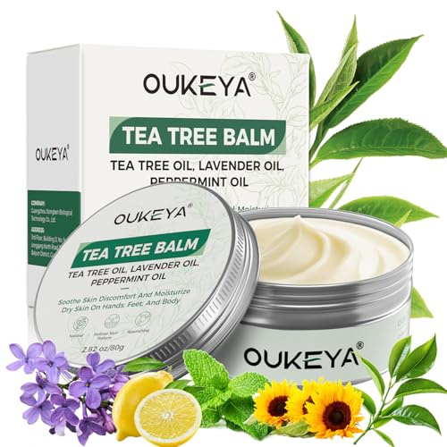 Oukeya Tea Tree Cream - Crema naturale all'olio dell'albero del tè per acne, piede d'atleta, sfregamenti, punture di insetti ed eruzioni cutanee, idratante per la pelle secca e sensibile, multiuso 80