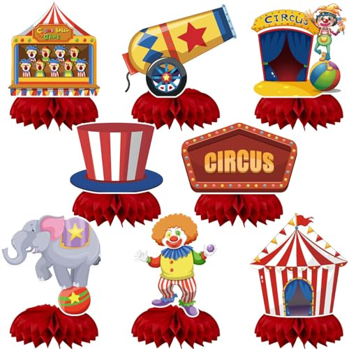 Orablooiva Payaso Decoración de Mesa Carnaval, 6 Piezas Decoración de Mesa de Payaso Decoración de Carnaval Centro de Mesa en Forma de Panal, Bolas de Panal Decoración de