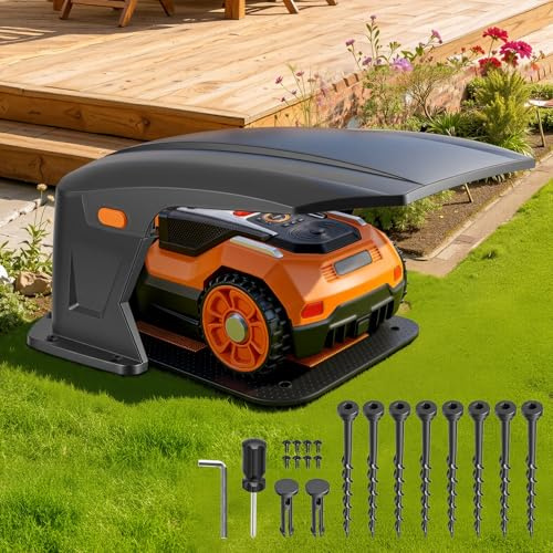 Peviasot - Garage per robot tagliaerba ribaltabile Compatibile con stazioni di ricarica Protezione per robot tagliaerba Accessorio per robot tagliaerba Nessun blocco del segnale Protezione UV, contro