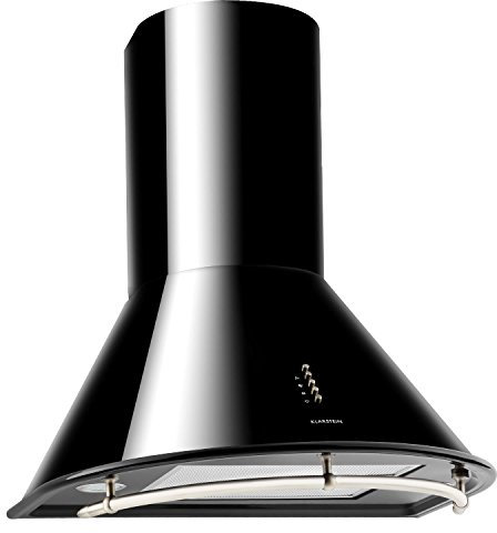 KLARSTEIN Lumio Neo - Hotte Murale aspirante Style rétro avec Rail pour accrocher ustensiles (60cm, Extraction 610m³, Mode Recyclage Possible, 3 Vitesses) - Noir