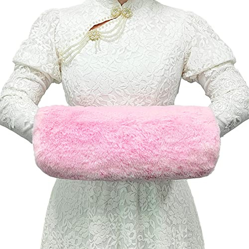 Hand Muffs, Women & Girl Faux Fur Muff for Arm Warming Hand in Winter (Pink)