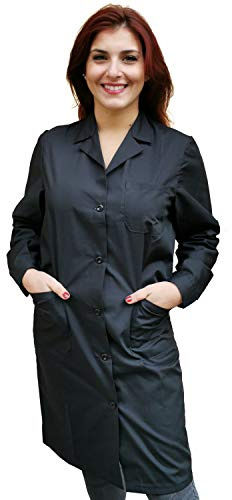 Camice Da Lavoro Donna Classico Lungo Leggero,vari colori, Grembiule Magazzino (44, Nero)