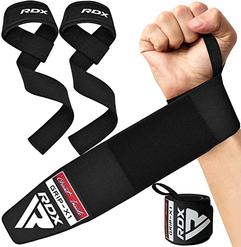 RDX Weight Lifting Straps, Deadlifting Powerlifting, 60CM Anti Slip Hand Bar Grip, 5MM Neoprene Padded Wrist Support, Bodybuilding Workout Heavy Duty, Strength Fitness Training Gym Wraps for Men Women