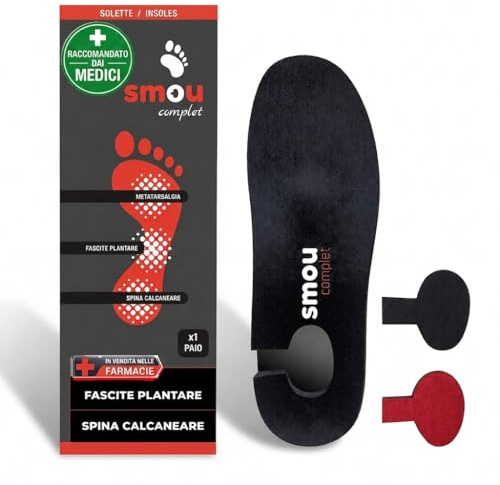 Plantillas fascitis plantar SMOU Complet – Alivio Dolor Talón, Espolón Calcáneo y Metatarsalgia – Soporte Arco Plantar & Corrección Pisada – Plantilla Ortopédica Hombre y Mujer Uso Diario
