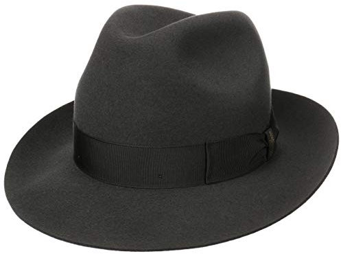 Borsalino Marengo Fur Felt Bogart Hat Women/Men Dark Grey 7 5/8