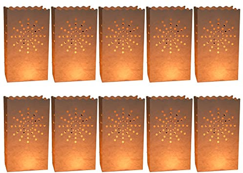 10 Stück Kerzentüten Papierlaternen Teelicht Kerze Taschen Resistent Kerzen Tüte LED Kerzen Lichttüten Candle Bags für Hochzeit Party Dekoration